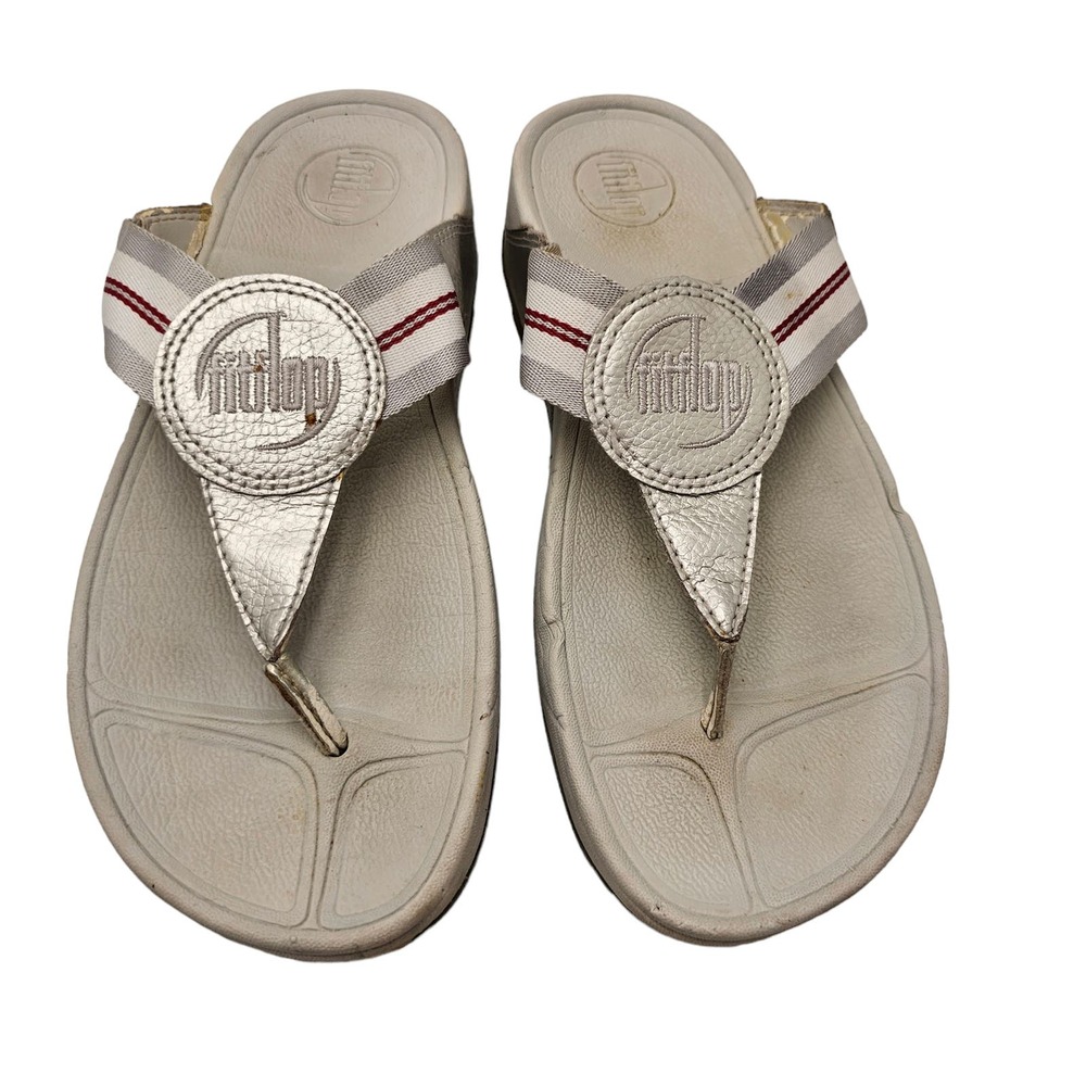 Fit Flop Black Sandal Womens Size 7 Python Snake Thong Shoes FitFlop